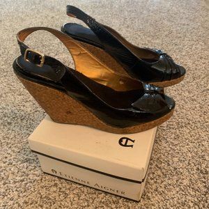 Espadrilles Patent Leather Peep Toe - Size 7